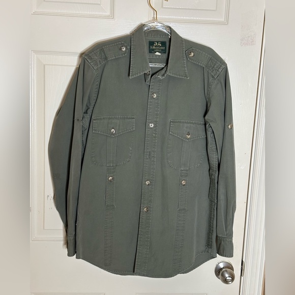 VTG Willis & Geiger Women’s Olive Button Down Long Sleeve Shirt Sz Large - Picture 10 of 11